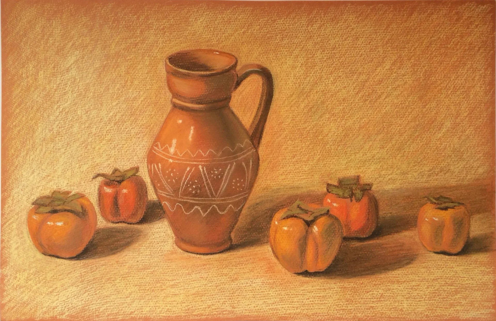 Pitcher and persimmons