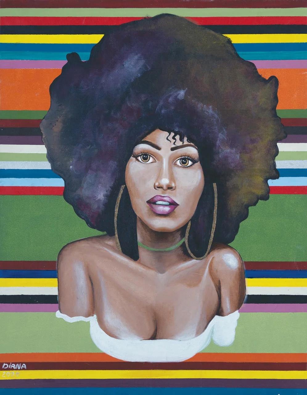 Afro in stripes