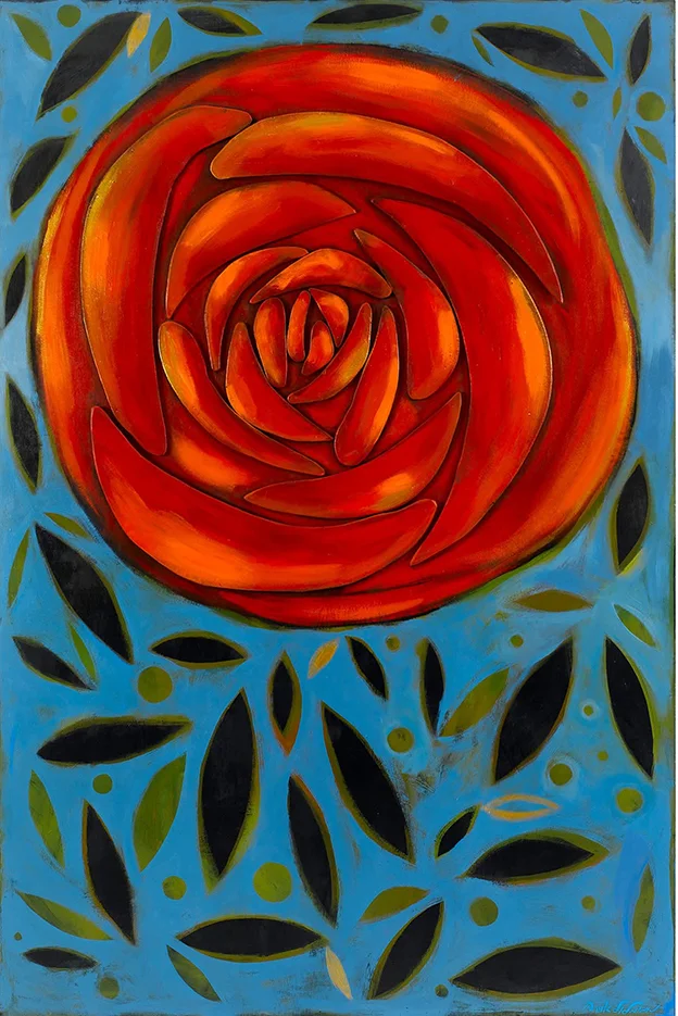 Rose with leaves pattern