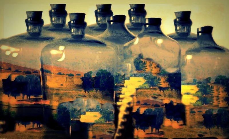 Air bottles with a view and stairs