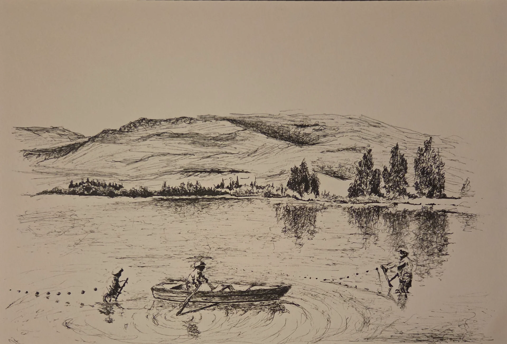 דייג בכנרת, 1945