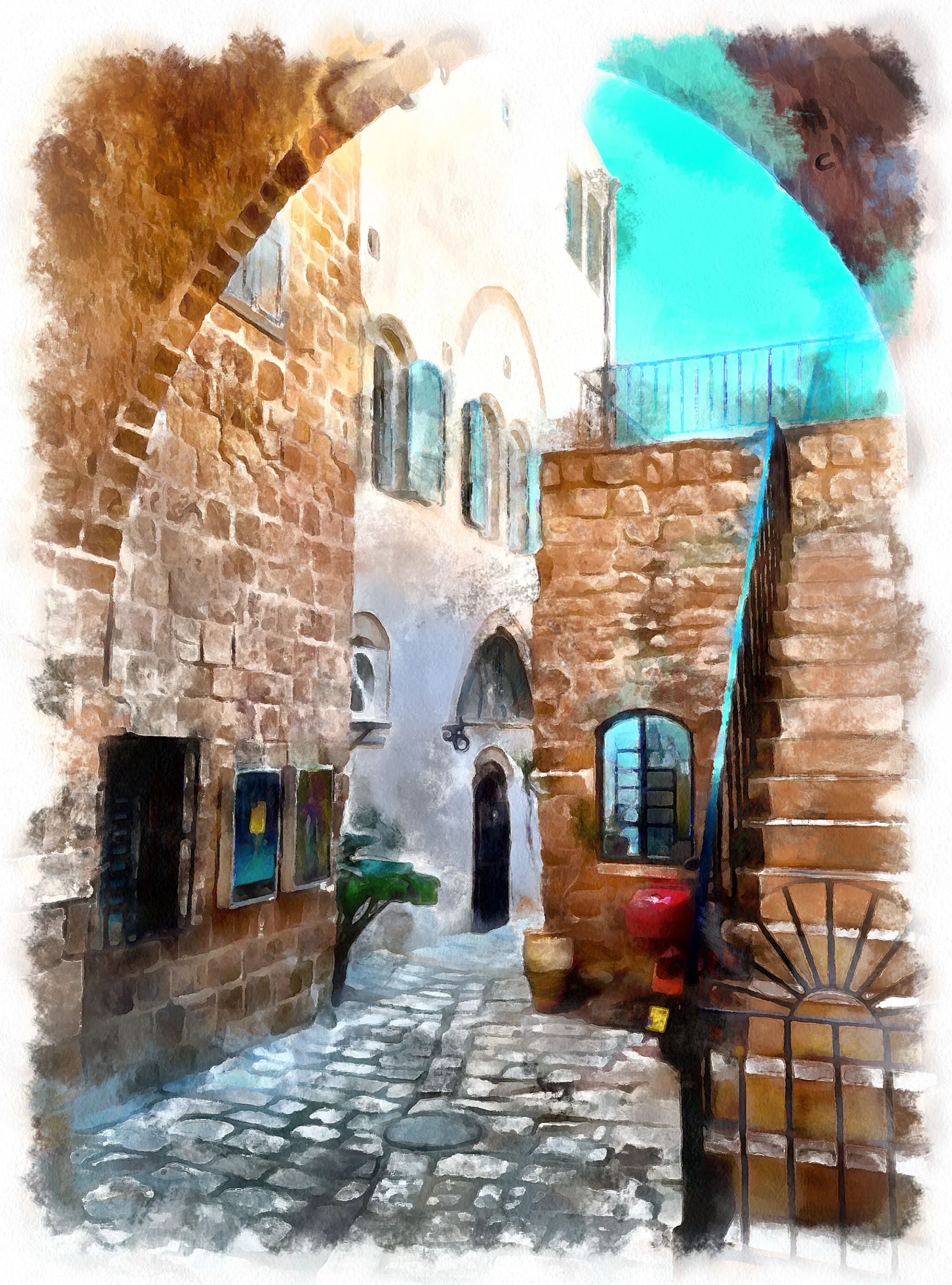 jaffa Sunlit Stone Passage