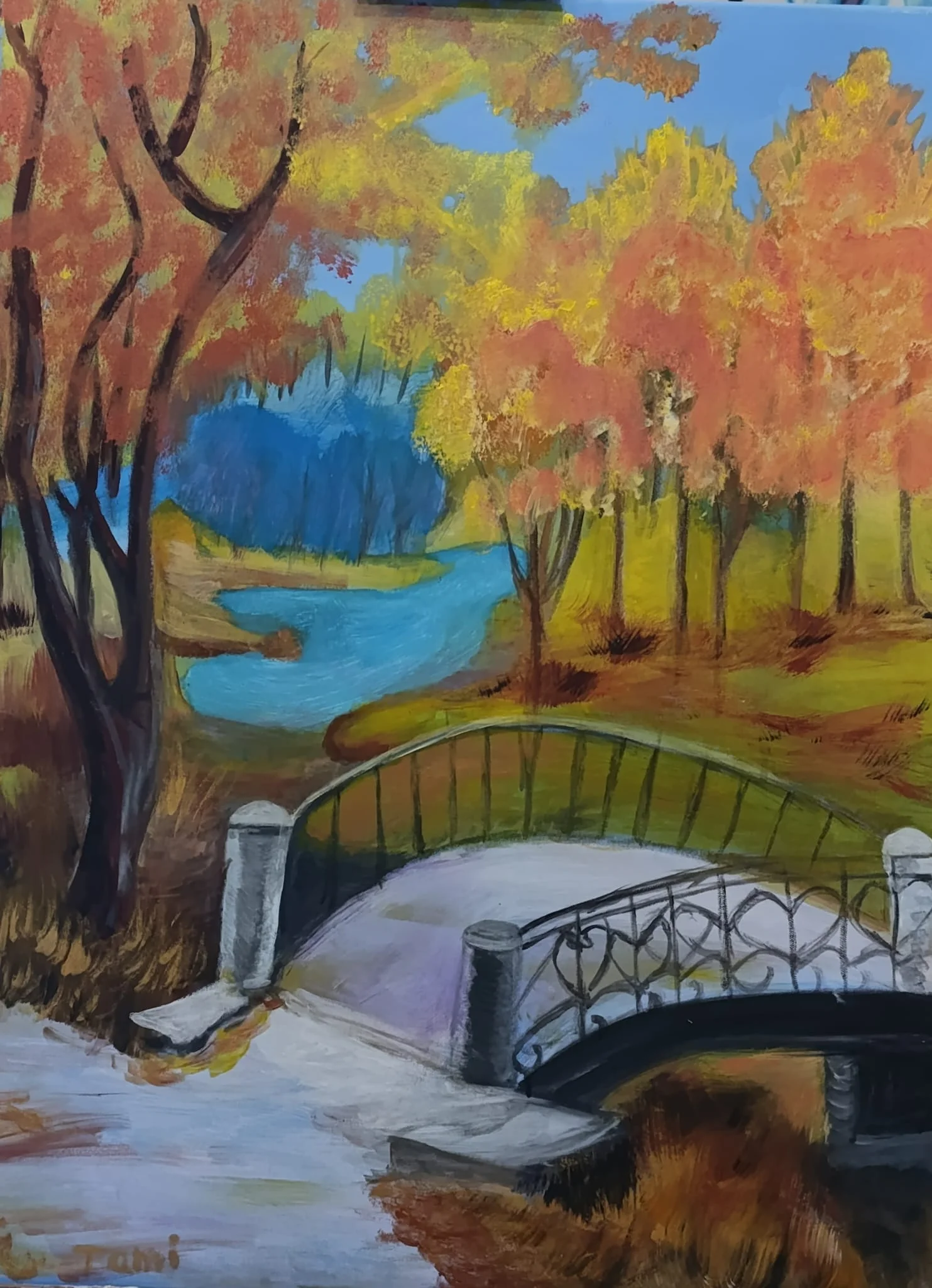 Yellow Autumn Leaves and the Sea
