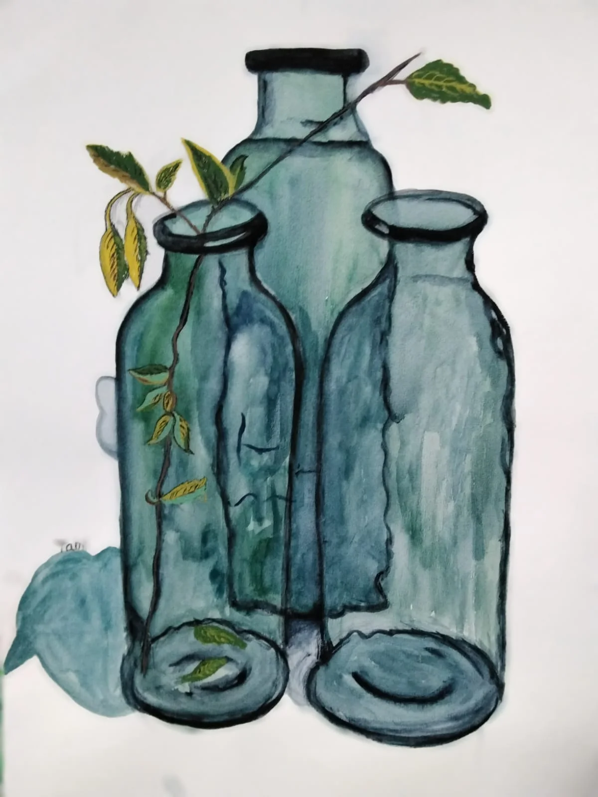 Transparent Green Bottles