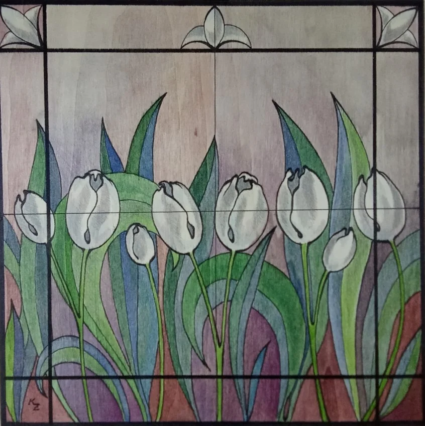 Tulips in Leadlight