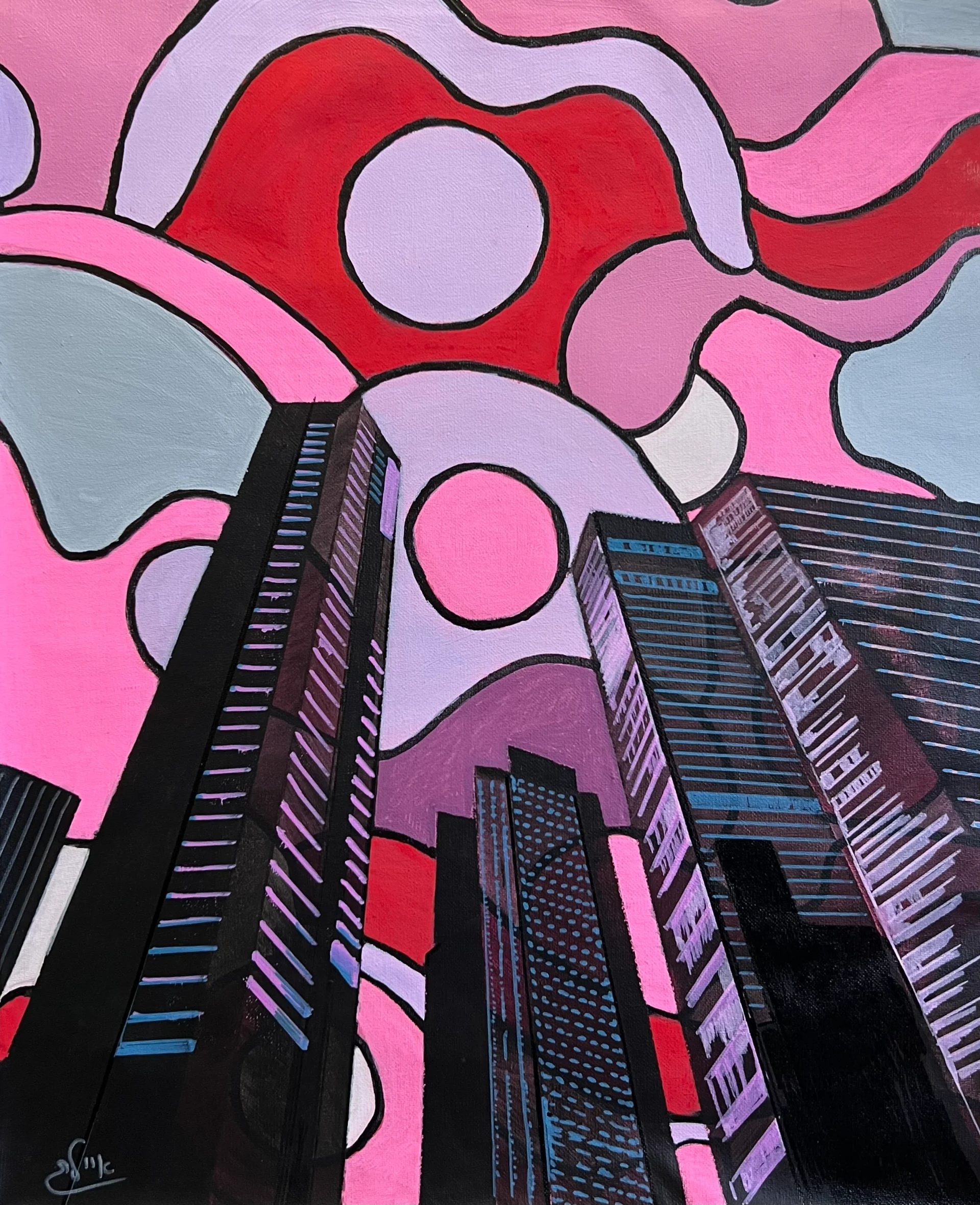 Towers in a doodles sky