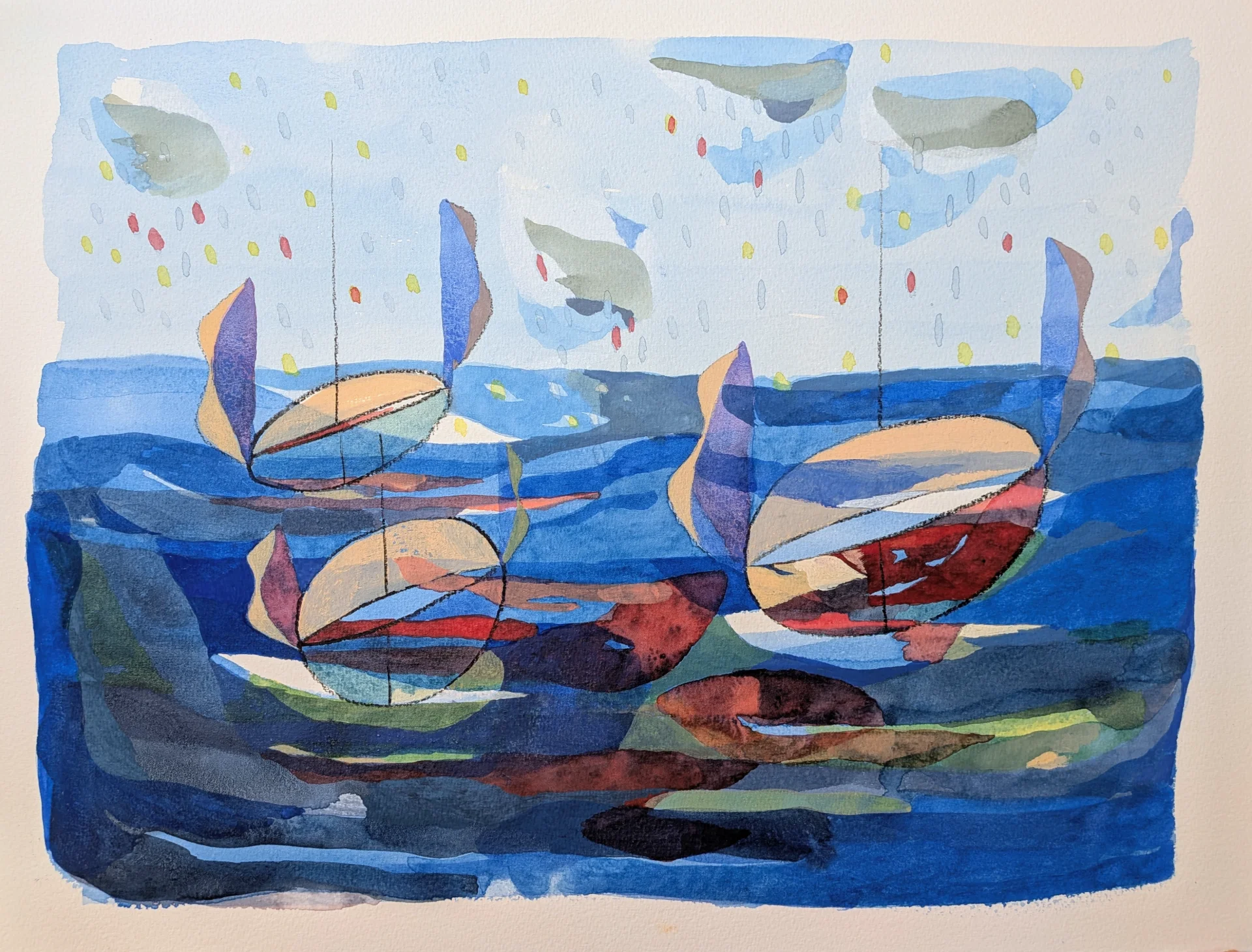 Harbor in the rain