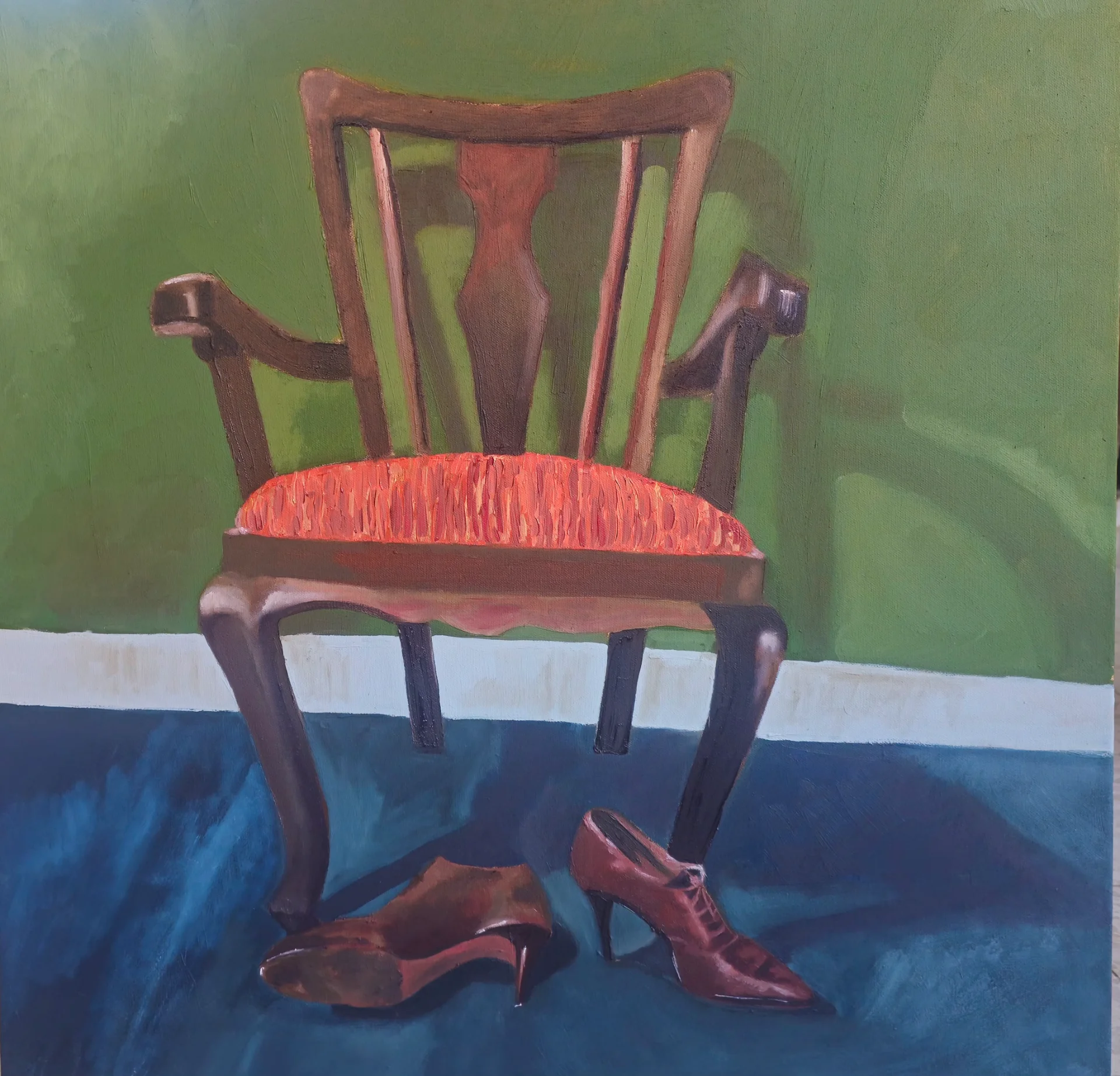 A chair and a woman shoes