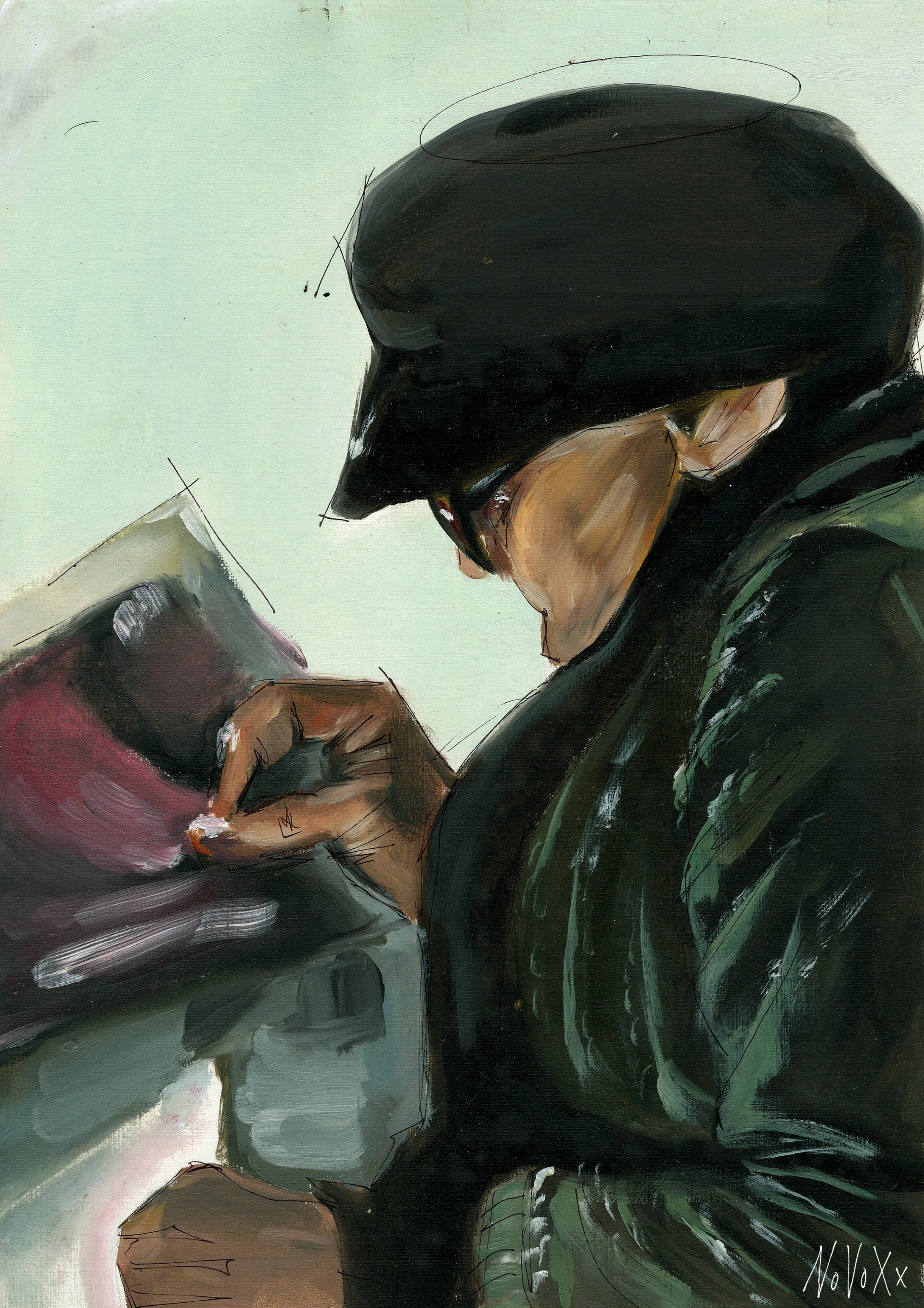 Old Lady Reading Newspaper