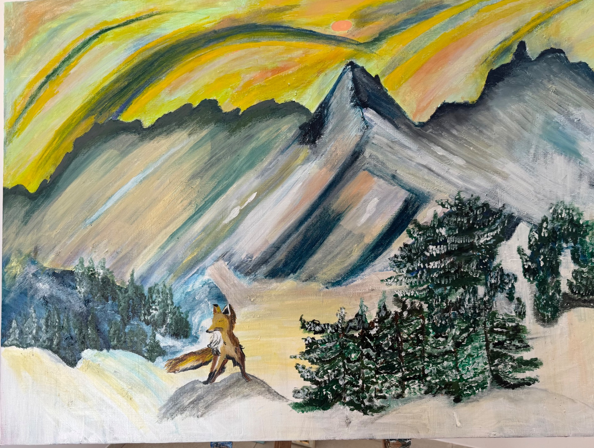 Fox Beneath a Yellow Sky | Tal Aviel | Paintings | Under 1000